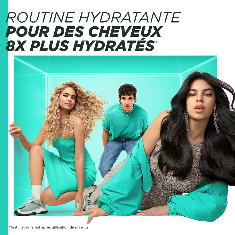 Routine 3 produits Garnier Fructis Hair Food Aloe Vera Shampooing 350ml Soin démêlant 350ml et Masque 320ml