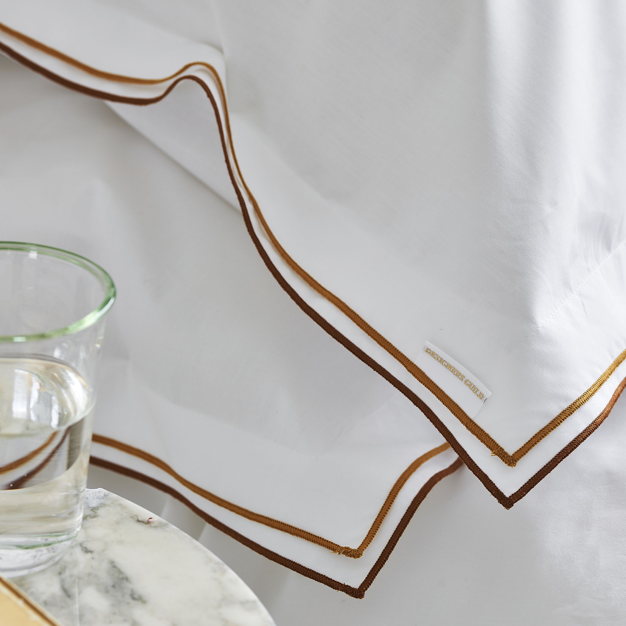 Drap plat uni en percale de coton, ASTOR, Châtaigne/Ocre