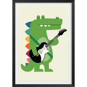 Affiche enfant rock croco Affiche + cadre en bois - Noir