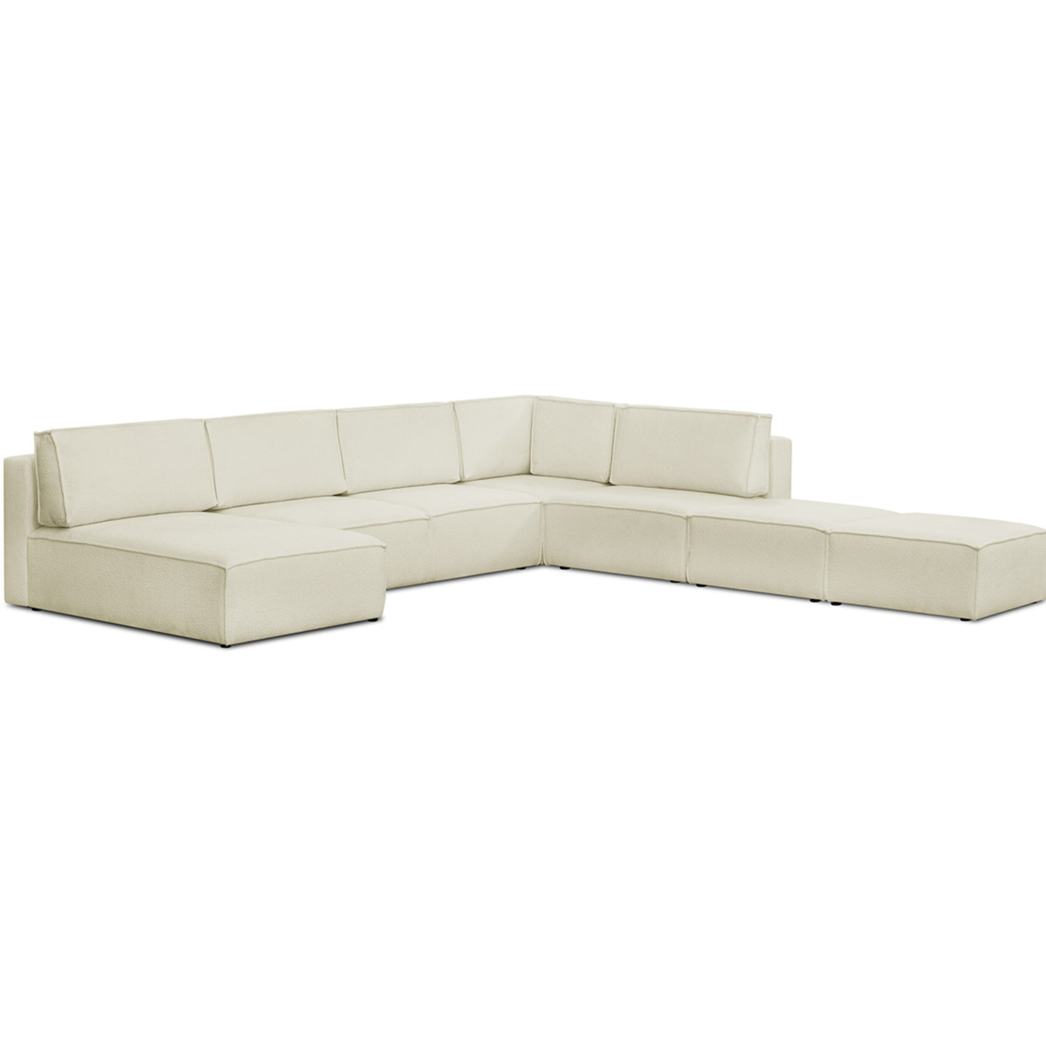 Canapé d'angle droit convertible 8+2 places en tissu bouclé - HARPER MOD