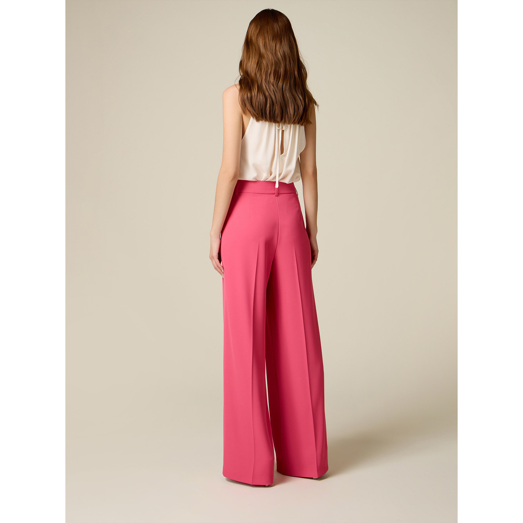 Oltre - Pantaloni palazzo in tessuto fluido - Rosa