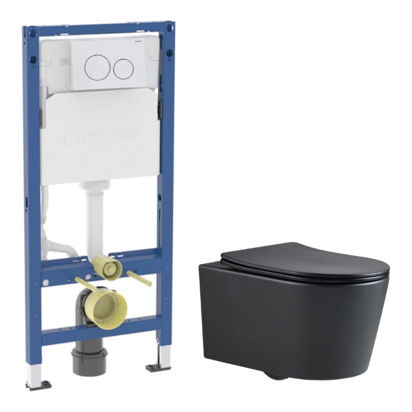 Duofix pack WC bâti-support + WC suspendu sans bride Swiss Aqua Technologies avec abattant SoftClose + plaque (GEBSTBRBMR02-FR)