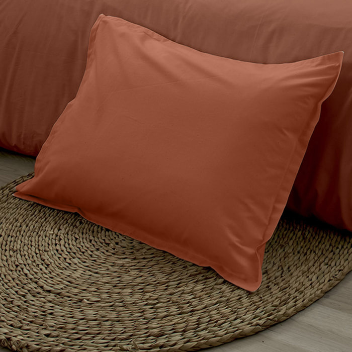 Taie d'oreiller en 100% coton biologique - Terracotta