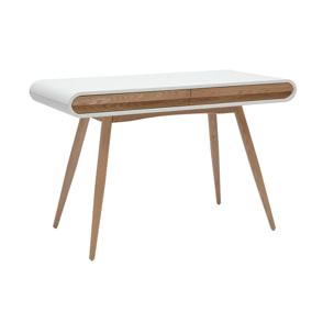 Bureau avec rangements 2 tiroirs scandinave bois clair et blanc L120 cm BJORG