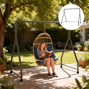 Soporte para Columpio de Acero Estructura de Columpio de 2 y 3 Asientos o Cesta Colgante Resistente con Patas en Forma de A Carga 360 kg para Jardín Parque Patio Porche 210x117x175 cm Negro