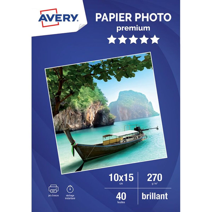 Papier photo AVERY 40 Photos brillantes 10x15 270g