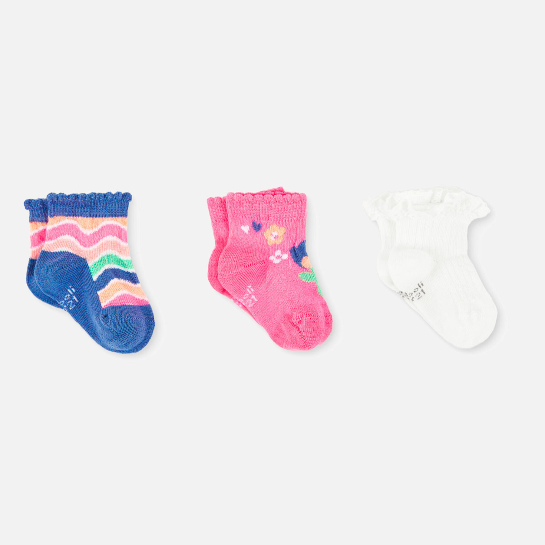 Pack calcetines para niña estampados, color rosa, Camiseta