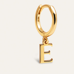 Pendiente Suelto Personalizado Aro Letter Plata Baño Oro