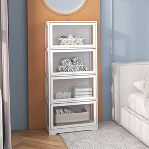 Vitrina de Coleccionista de 4 Niveles Armario Auxiliar con Puertas Abatibles de Acrílico Anti-vuelco Vitrina para Estudio Dormitorio Oficina 59x30x139 cm Blanco