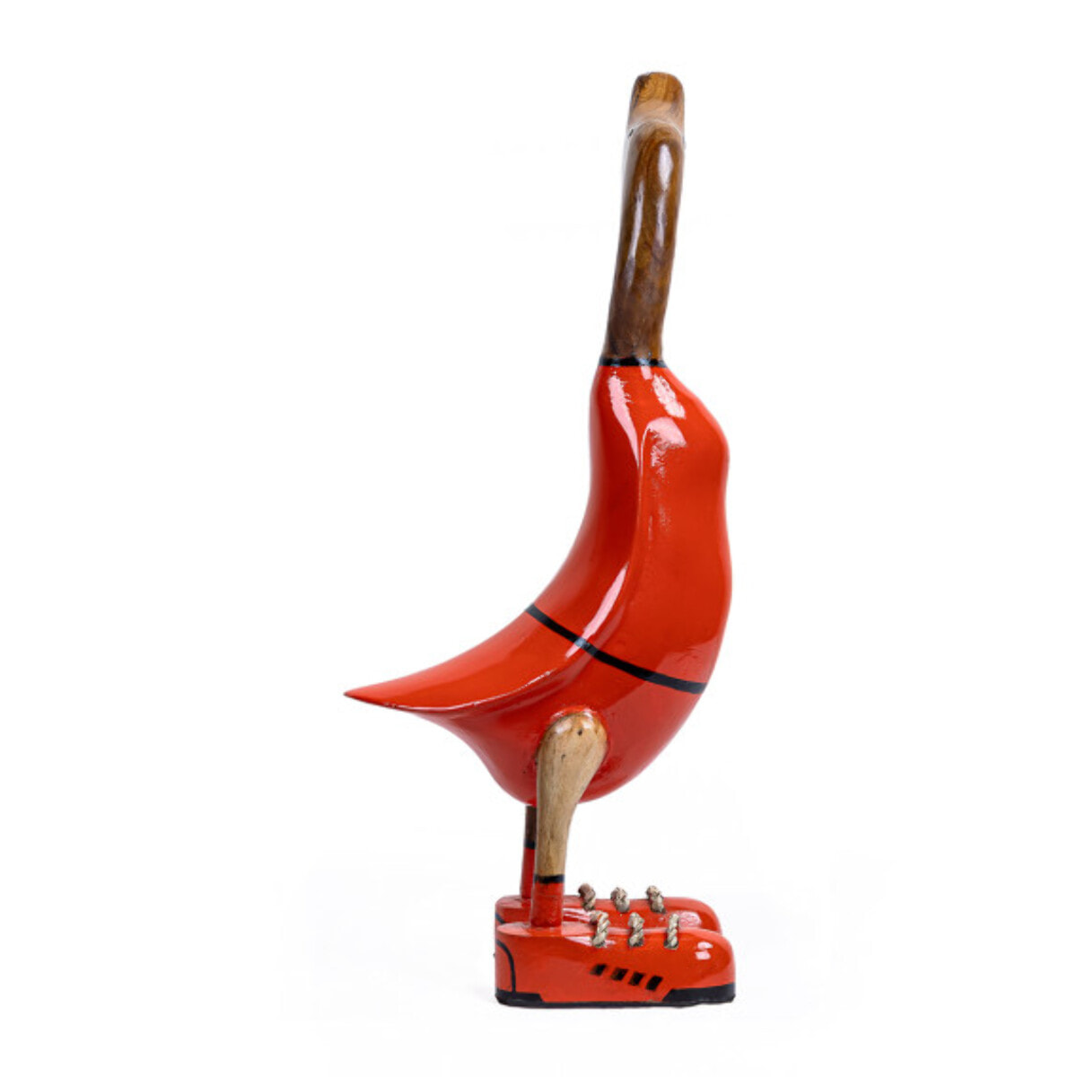 Statue H. 40 cm canard maillot rouge en bois de teck - DUCK