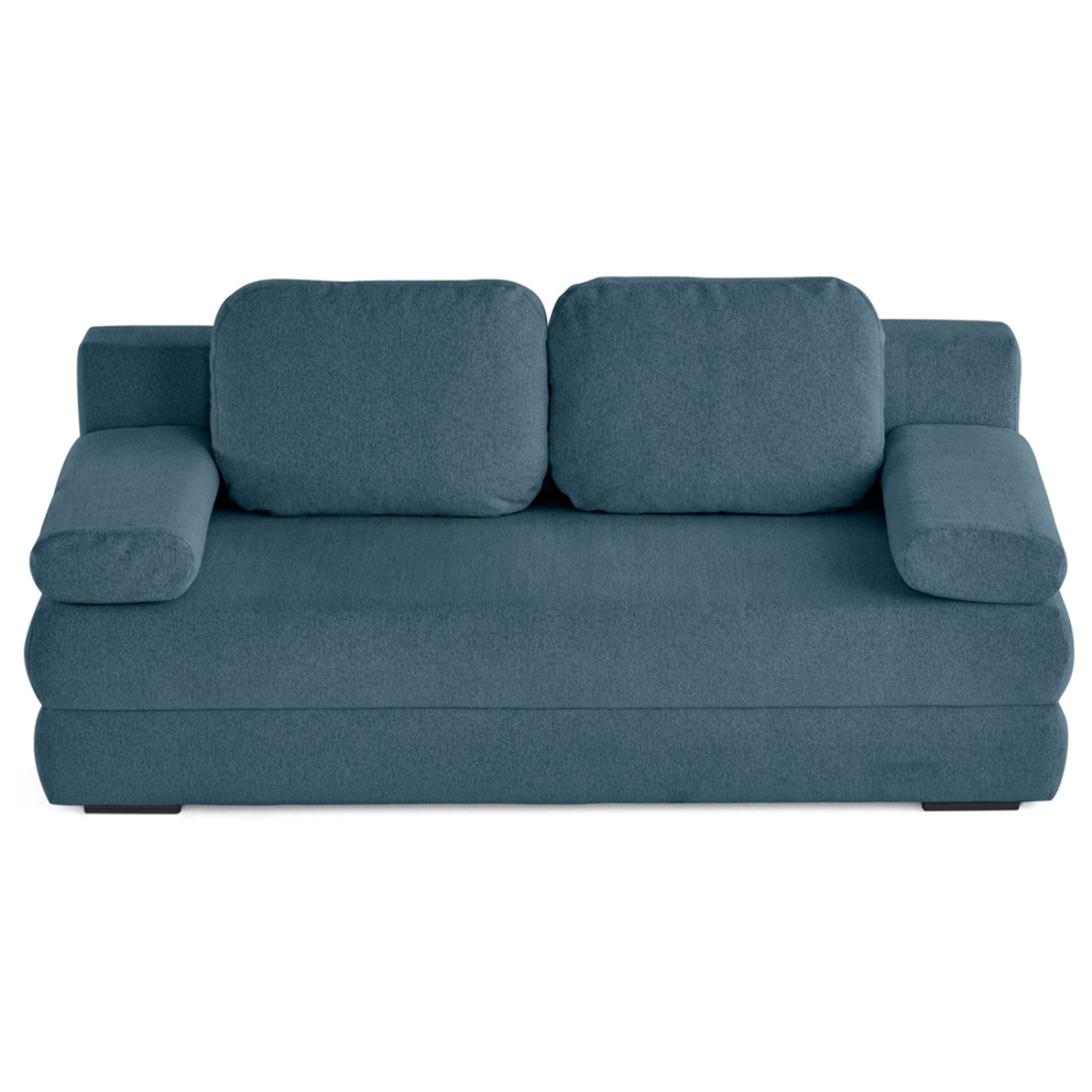 Nora - canapé 3 places convertible avec coffre en tissu texturé - Bleu