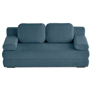 Nora - canapé 3 places convertible avec coffre en tissu texturé - Bleu