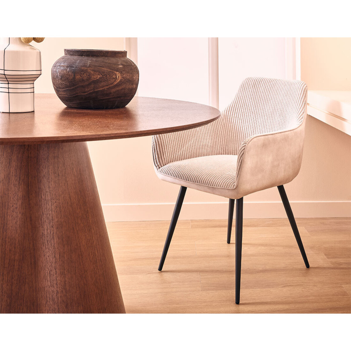 Lormi - lot de 2 fauteuils - en velours côtelé et velours - beige - Gris
