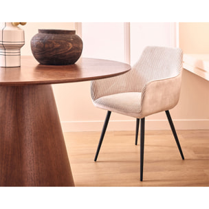 Lormi - lot de 2 fauteuils - en velours côtelé et velours - beige - Gris