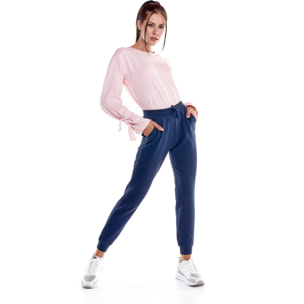 Pantalón mujer polar con puños Basic