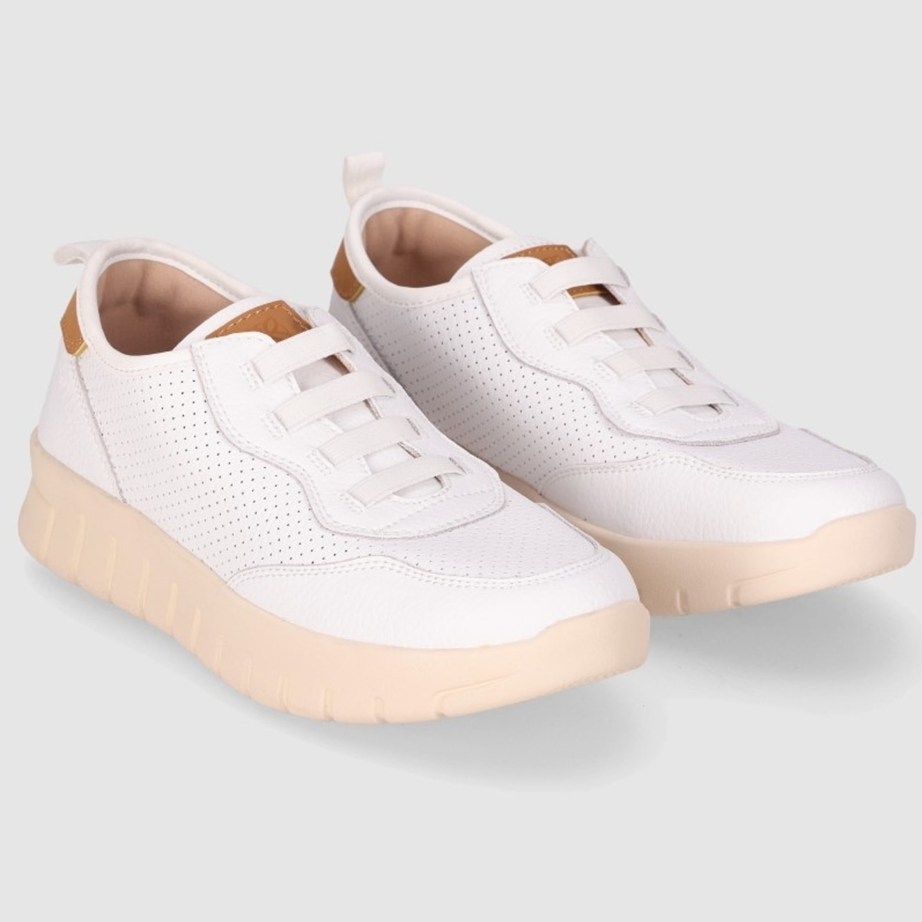 Deportivos de Piel - Blanco - Tacón: Bajo