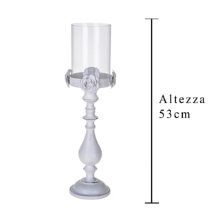 Portacero Metallico Con Vetro. Altezza 53 Cm - Pezzi 1 - 15X53X15cm - Colore: Bianco - Bianchi Dino - Decori Casa E Complementi