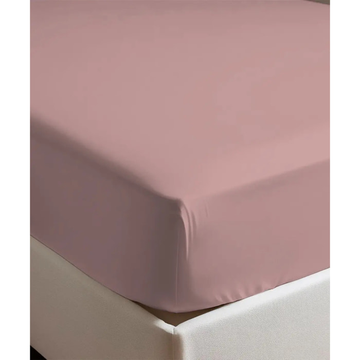 Lenzuolo Inferiore elastico tutto giro PERCALLE ROSA tinta unita per letto matrimoniale 100% Percalle di Cotone e Made in Italy