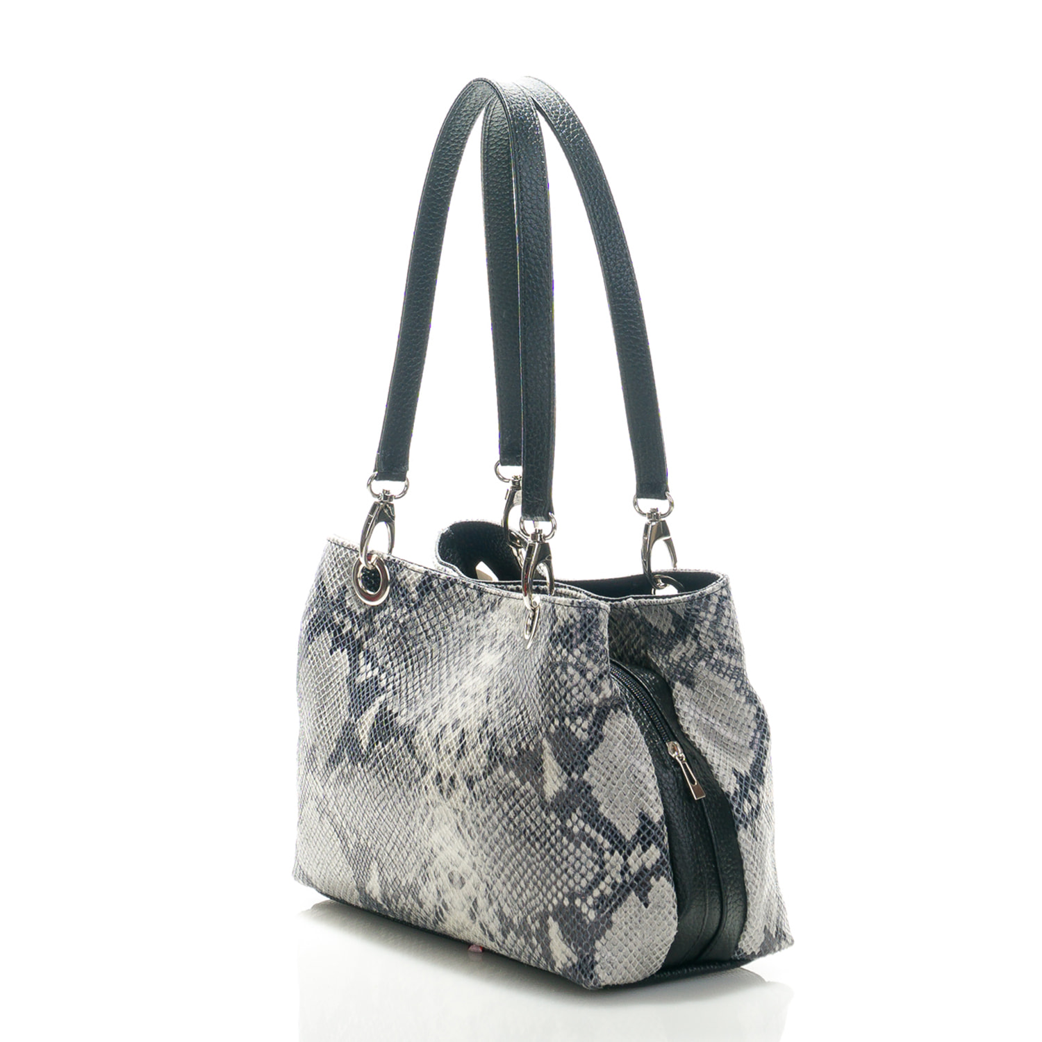 Borsa Donna in vera pelle Made in Italy colore Grigio dimensioni cm 30x27x12