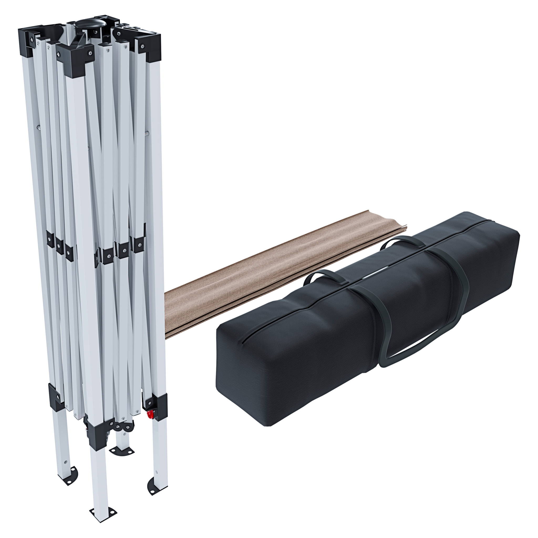 Gazebo Pieghevole Impermeabile 3 x 3 M Giardino Con 4 Sacche Pesi Sacca Trasporto Chiusura Fisarmonica Struttura Acciaio Copertura 160 gr/m² Tortora