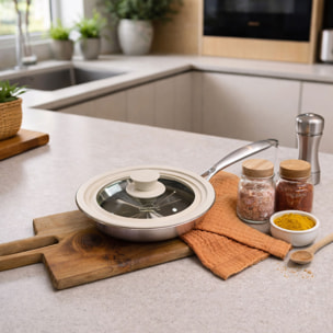 Couvercle multi-taille de 16 cm à 20 cm en verre trempé et silicone