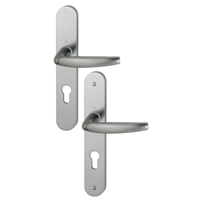 Ensemble de porte plaque large Atlanta HOPPE 1530/300M aspect inox F9 - 195mm - Clé i - entr.7/70 C7 ép.78/87mm - 3609170