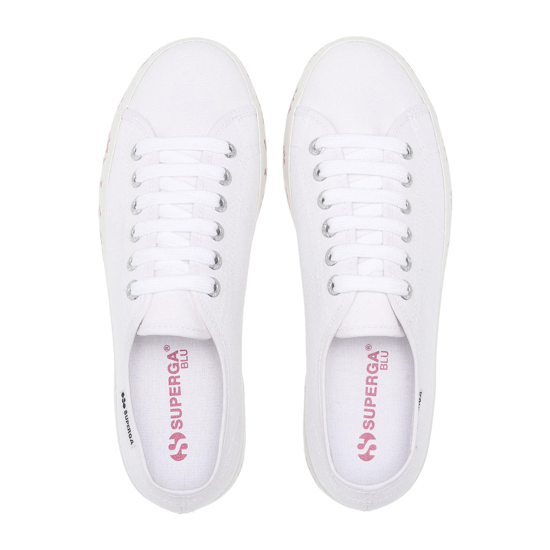 Scarpe da donna Superga Bianco 3790 Platform Bouganvillea Lettering Leggera