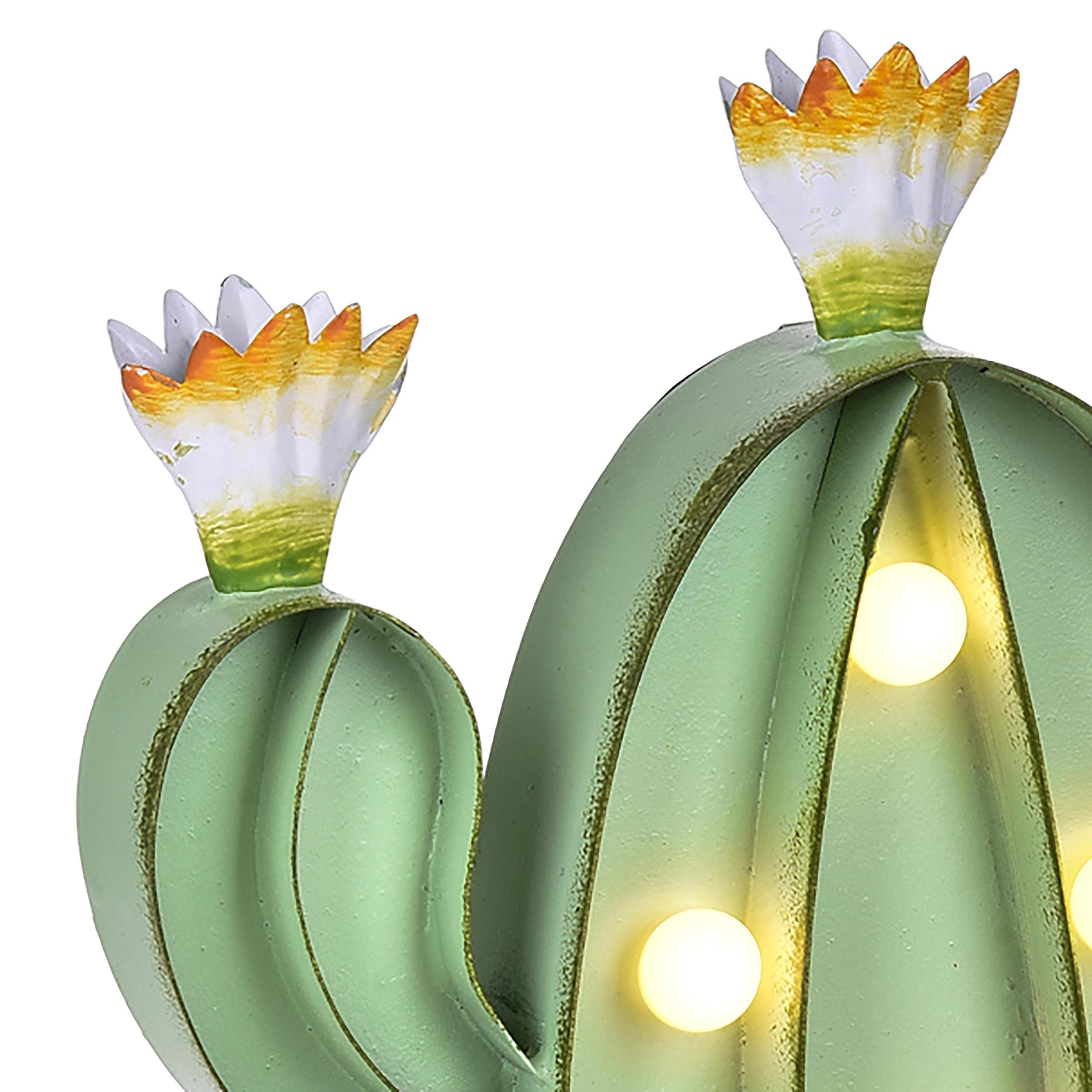 Cactus Con Luci. Altezza 24 Cm - Pezzi 1 - 13X24X8cm - Colore: Verde - Bianchi Dino - Decori Casa E Complementi