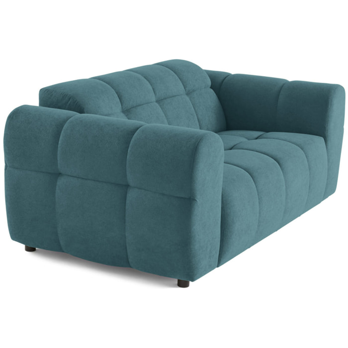 Ray - canapé droit 2 places en tissu texturé - Bleu grisé