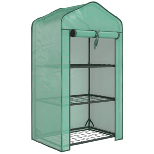 Serre de jardin balcon 3 niveaux métal thermolaqué vert PE vert