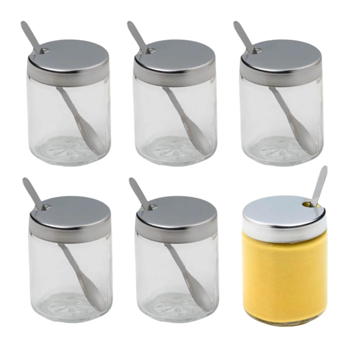Lot de 6 pots à moutarde avec cuillère Fackelmann