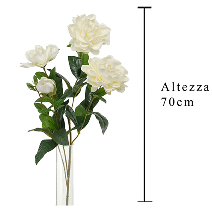 Ramo Di Gardenia. Altezza 70 Cm - Pezzi 3 - 20X70X10cm - Colore: Bianco - Bianchi Dino - Fiori Artificiali