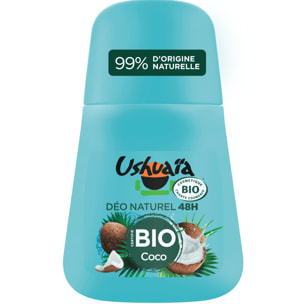 Lot de 12 - Ushuaia Déodorant Bille Certifié Bio 48h Coco, 50 ml