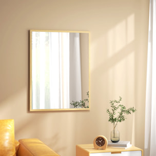 Miroir mural rectangulaire dim. 70L x 90H cm cadre MDF aspect bois clair