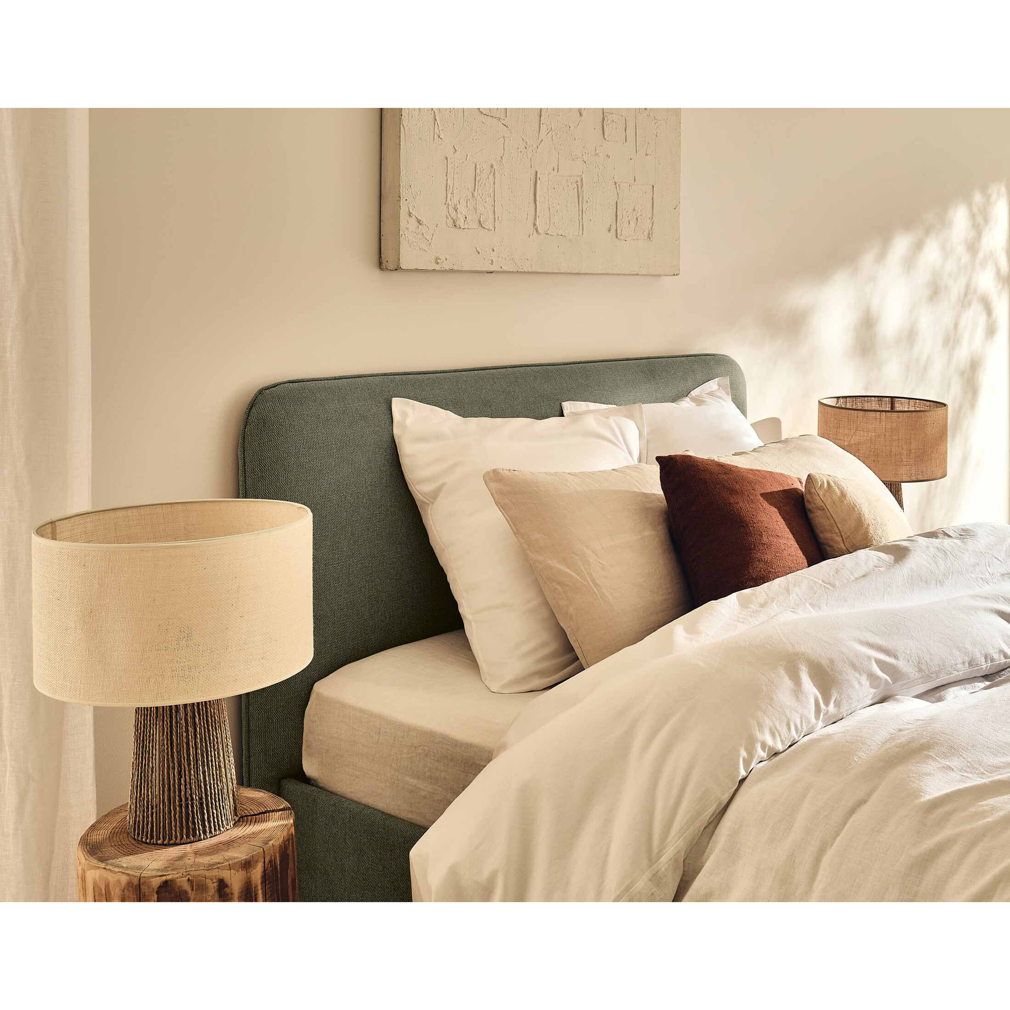 Goyave - lit coffre - 140x190 - en tissu - sommier inclus - Vert