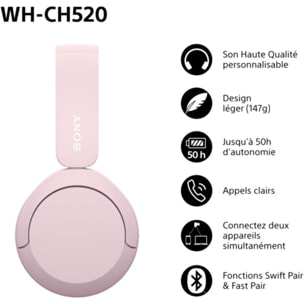 Casque SONY WH-CH520 Rose