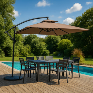Parasol déporté rond chocolat CORTO