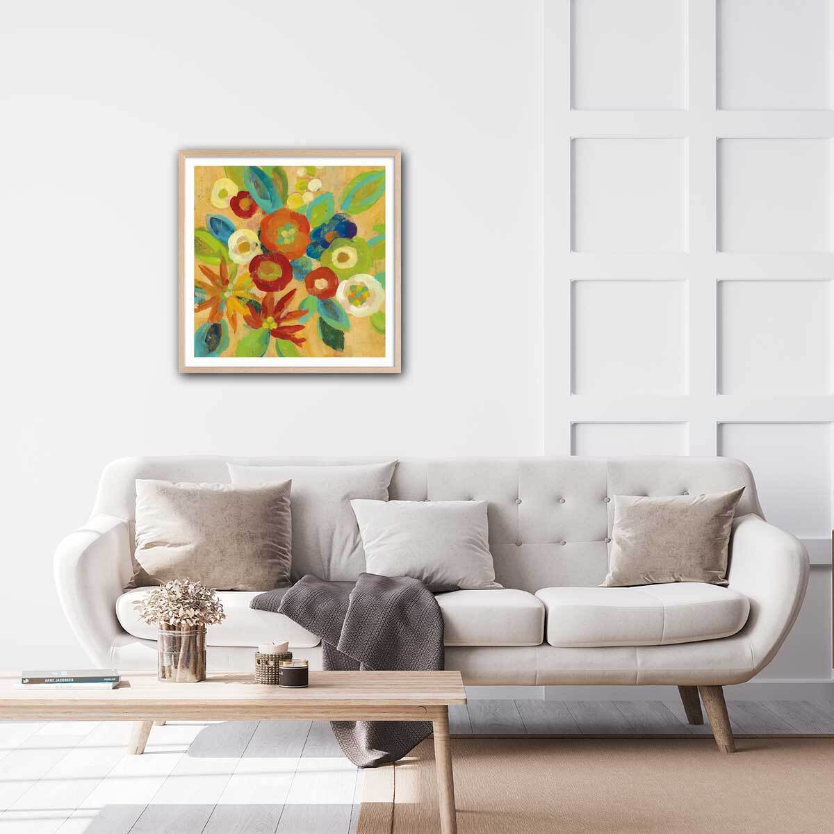 Poster flower market Affiche sous cadre bois
