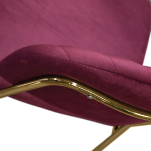 Set di 2 sedie ORCHIES in tessuto effetto velluto bordeaux e struttura in metallo color oro