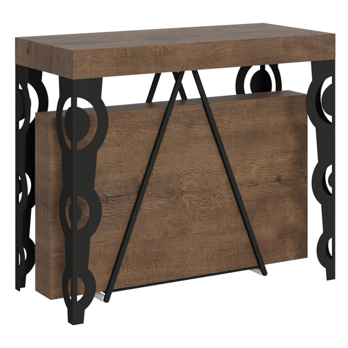 Console extensible 90x40/196 cm Aceres Small noyer cadre anthracite