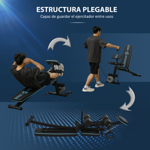 Banco de Musculación Plegable, Banco de Pesas, Respaldo Inclinable de 7 Niveles, Extensión de Pierna, Cojín de Predicador, Banda de Resistencia, para Entrenamiento Completo, Casa Gimnasio, Azul