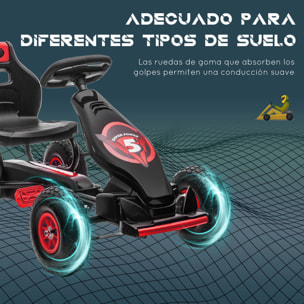 Go Kart a Pedales para Niños de 5-12 Años Coche de Pedales Infantil con Asiento Ajustable Neumáticos Inflables Amortiguador y Freno de Mano Carga 50 kg 121x58x61 cm Rojo