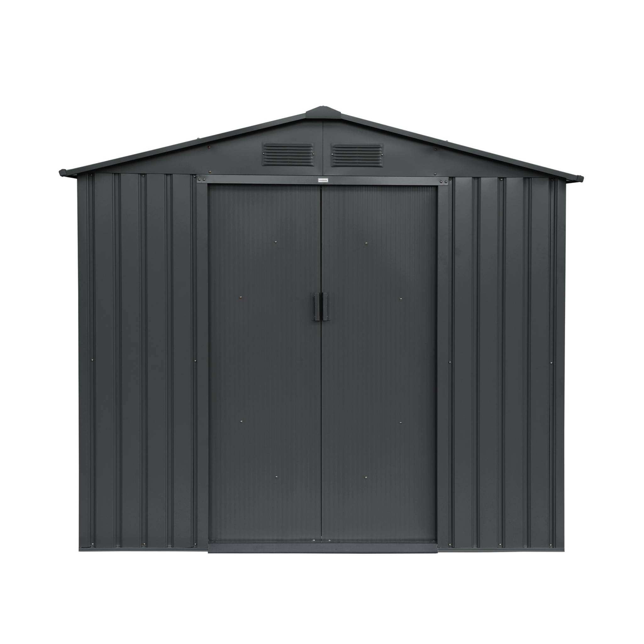 Abri de jardin en métal - Houtland. 2.71 m² anthracite - Cabane à outils avec double portes coulissantes. kit de fixation sol inclus. L 213 x P 131 x H 185cm