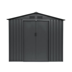 Abri de jardin en métal - Houtland. 2.71 m² anthracite - Cabane à outils avec double portes coulissantes. kit de fixation sol inclus. L 213 x P 131 x H 185cm