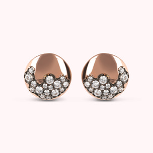 Orecchini a Bottone con Pavé in Cubic Zirconia Bianche