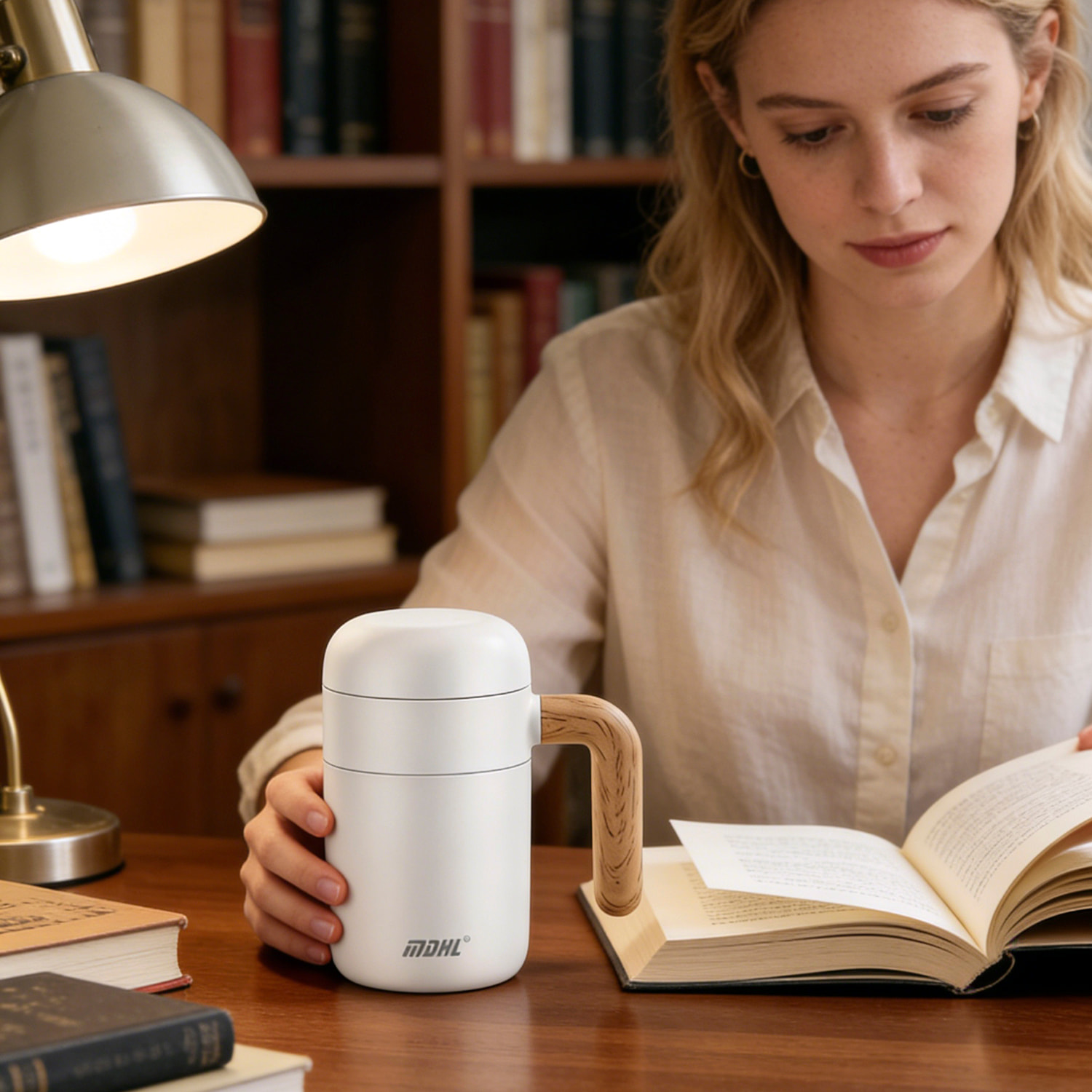 Taza mezcladora MD-057 de 370 ml, interior en acero inoxidable 304 con hélice mezcladora magnética y extraíble.