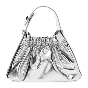 Mini bag donna argento in laminato