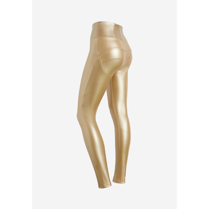 Pantaloni WR.UP® vita altissima in similpelle metallizzata