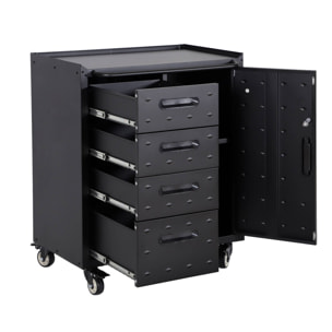 Meuble bas de rangement pour garage avec 4 tiroirs et une porte