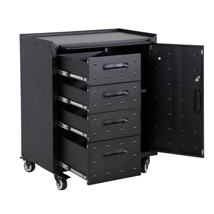 Meuble bas de rangement pour garage avec 4 tiroirs et une porte